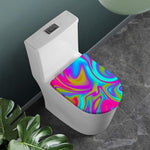 Neon Psychedelic Trippy Print Toilet Lid Cover