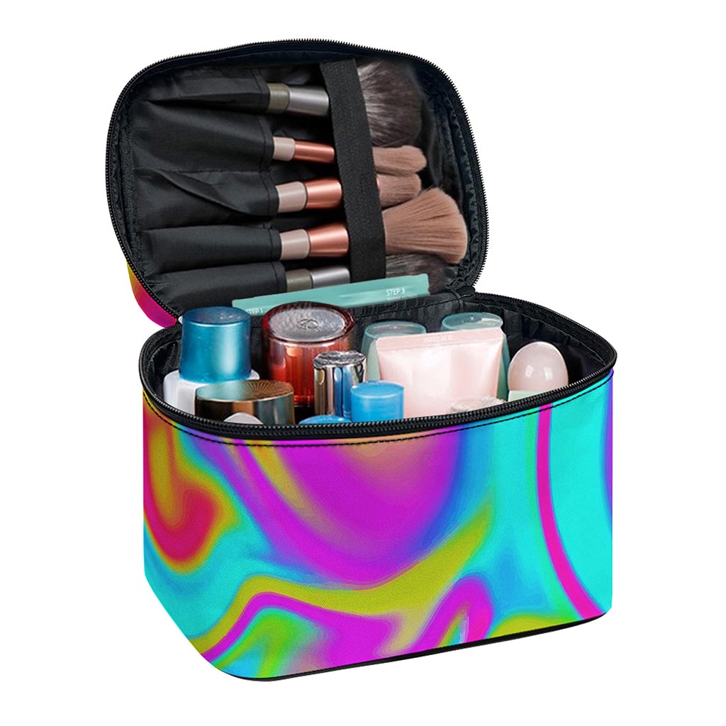 Neon Psychedelic Trippy Print Travel Makeup Bag