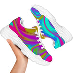 Neon Psychedelic Trippy Print White Chunky Shoes