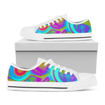 Neon Psychedelic Trippy Print White Low Top Sneakers