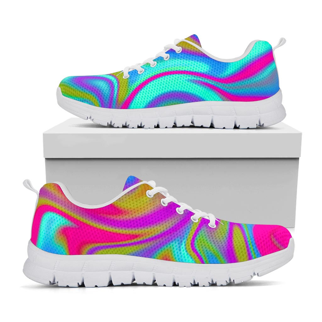 Neon Psychedelic Trippy Print White Running Shoes