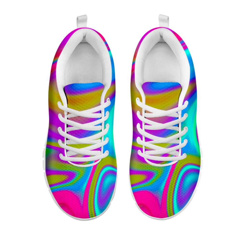 Neon Psychedelic Trippy Print White Running Shoes