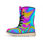 Neon Psychedelic Trippy Print Winter Boots