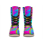 Neon Psychedelic Trippy Print Winter Boots