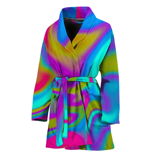 Neon Psychedelic Trippy Print Women's Bathrobe