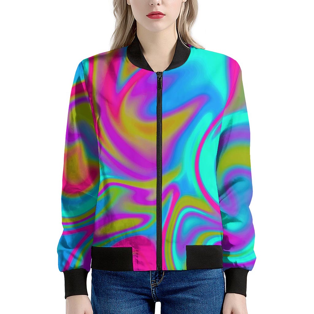 Neon Psychedelic Trippy Print Women's Bomber Jacket