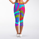 Neon Psychedelic Trippy Print Women's Capri Leggings