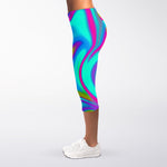 Neon Psychedelic Trippy Print Women's Capri Leggings
