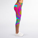 Neon Psychedelic Trippy Print Women's Capri Leggings