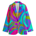 Neon Psychedelic Trippy Print Women's Cotton Blazer
