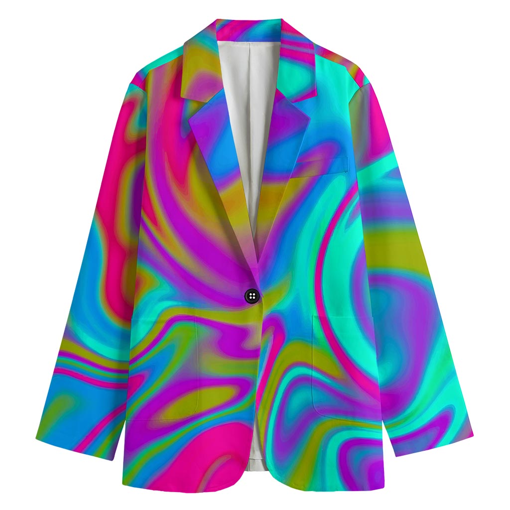 Neon Psychedelic Trippy Print Women's Cotton Blazer