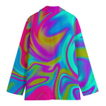 Neon Psychedelic Trippy Print Women's Cotton Blazer