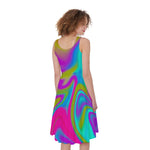 Neon Psychedelic Trippy Print Women's Sleeveless Dress