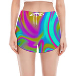 Neon Psychedelic Trippy Print Women's Split Running Shorts