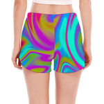 Neon Psychedelic Trippy Print Women's Split Running Shorts