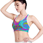 Neon Psychedelic Trippy Print Women's Sports Bra