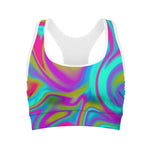 Neon Psychedelic Trippy Print Women's Sports Bra