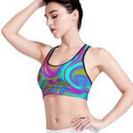 Neon Psychedelic Trippy Print Women's Sports Bra
