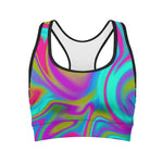 Neon Psychedelic Trippy Print Women's Sports Bra