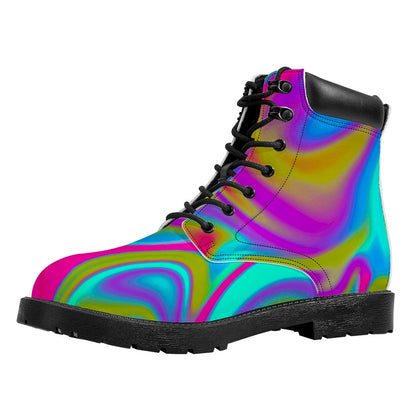 Neon Psychedelic Trippy Print Work Boots
