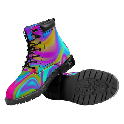 Neon Psychedelic Trippy Print Work Boots