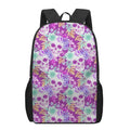 Neon Skull Floral Pattern Print 17 Inch Backpack