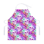 Neon Skull Floral Pattern Print Adjustable Apron