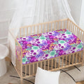 Neon Skull Floral Pattern Print Baby Crib Sheet