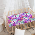 Neon Skull Floral Pattern Print Baby Crib Sheet