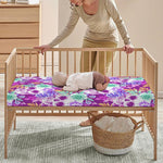 Neon Skull Floral Pattern Print Baby Crib Sheet