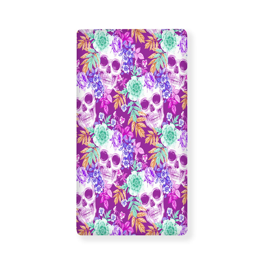 Neon Skull Floral Pattern Print Baby Crib Sheet