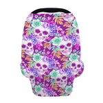 Neon Skull Floral Pattern Print Baby Seat Cover