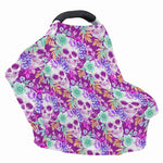 Neon Skull Floral Pattern Print Baby Seat Cover