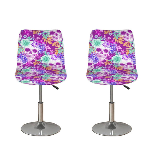 Neon Skull Floral Pattern Print Bar Stool Covers