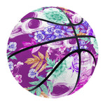 Neon Skull Floral Pattern Print Basketball