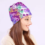 Neon Skull Floral Pattern Print Beanie