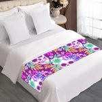 Neon Skull Floral Pattern Print Bed Runner