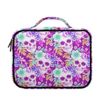 Neon Skull Floral Pattern Print Briefcase Bible Bag