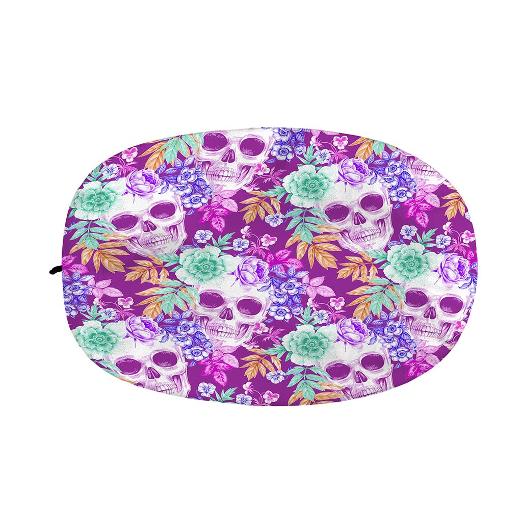 Neon Skull Floral Pattern Print Car Side Mirror Covers