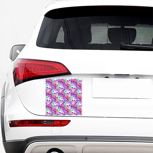 Neon Skull Floral Pattern Print Car Sticker