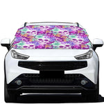 Neon Skull Floral Pattern Print Car Windshield Snow Cover