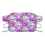 Neon Skull Floral Pattern Print Car Windshield Snow Cover