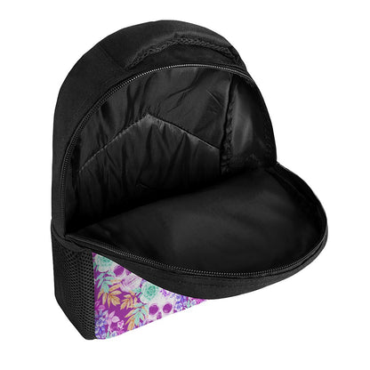 Neon Skull Floral Pattern Print Casual Backpack