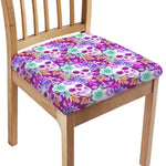 Neon Skull Floral Pattern Print Chair Cushion Cover