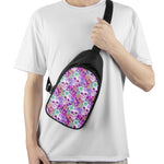 Neon Skull Floral Pattern Print Chest Bag