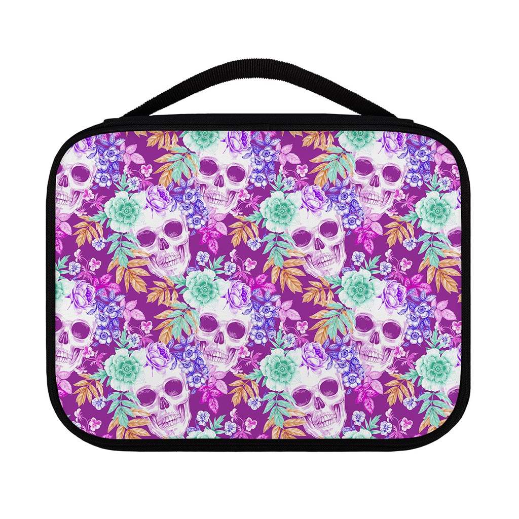 Neon Skull Floral Pattern Print Classic Bible Case