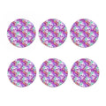Neon Skull Floral Pattern Print Coaster Set