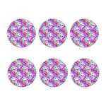 Neon Skull Floral Pattern Print Coaster Set