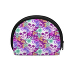 Neon Skull Floral Pattern Print Coin Purse