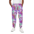 Neon Skull Floral Pattern Print Cotton Sweatpants
